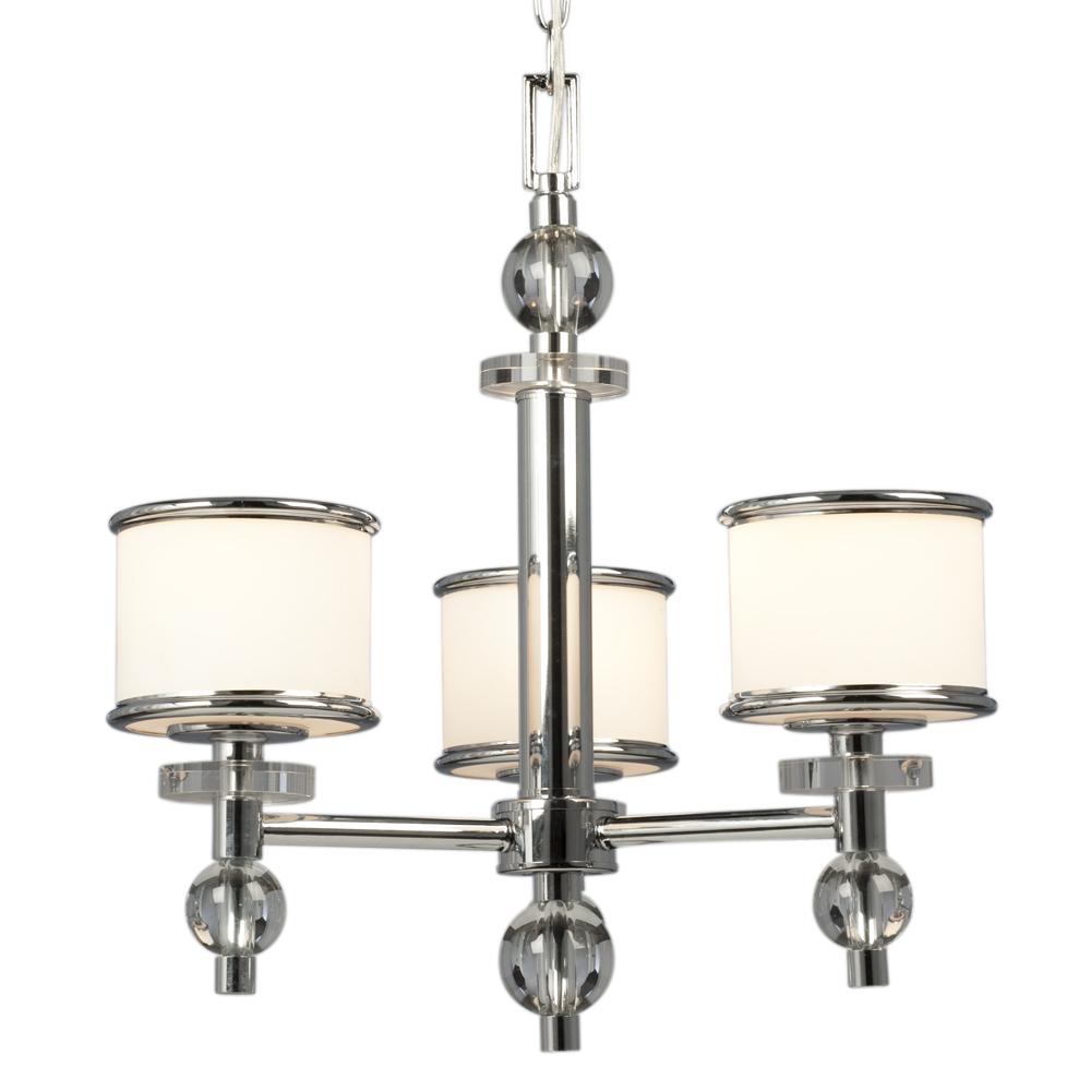3-Light Chandelier - Polished Chrome with White Glass