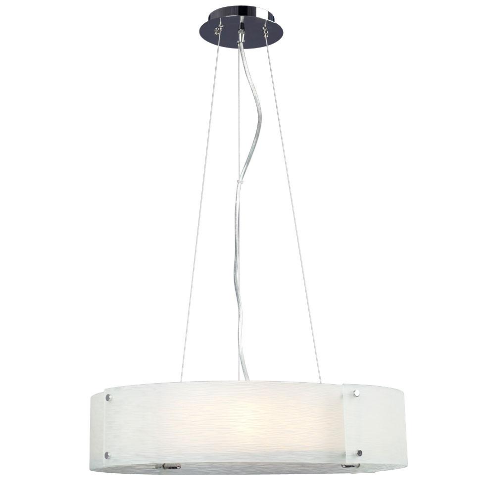 LED Pendant Light - in Polished Chrome finish with Frosted Textured Glass