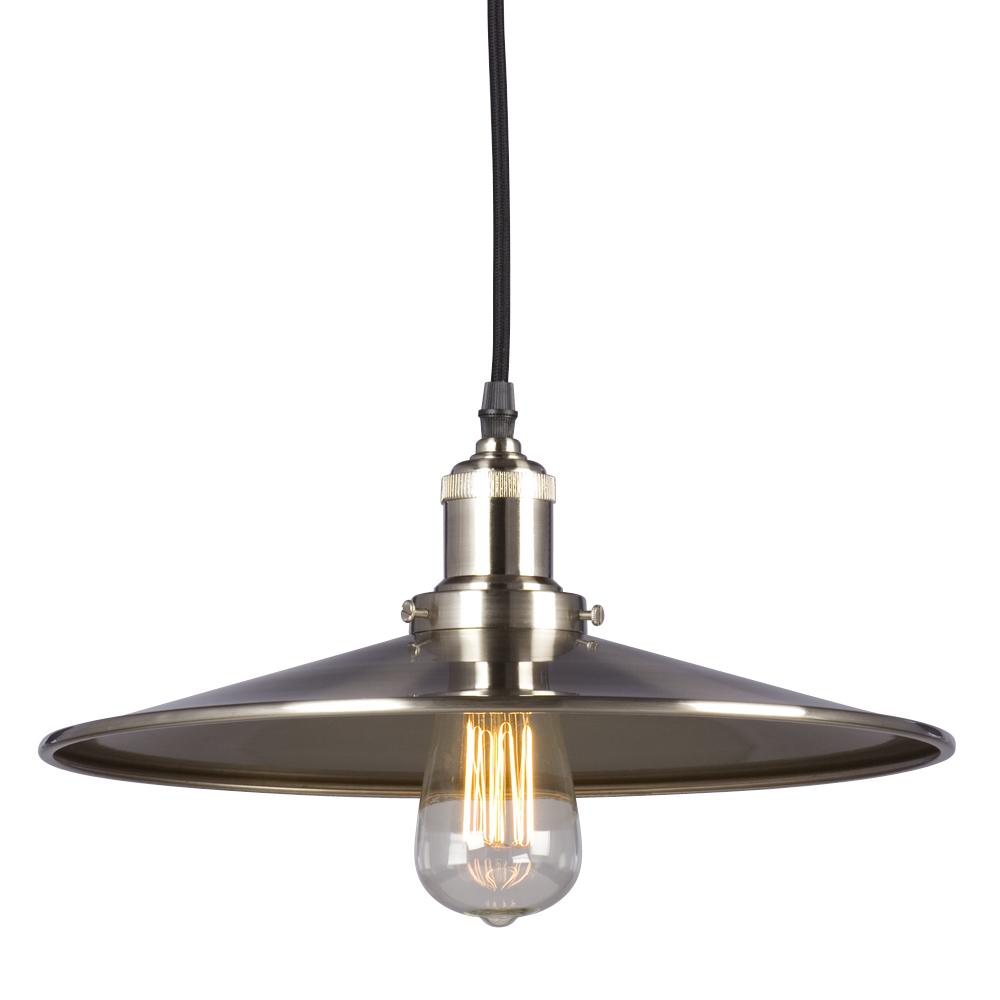 1-Light Vintage Pendant in Brushed Nickel with Metal Shade w/ 6ft wire