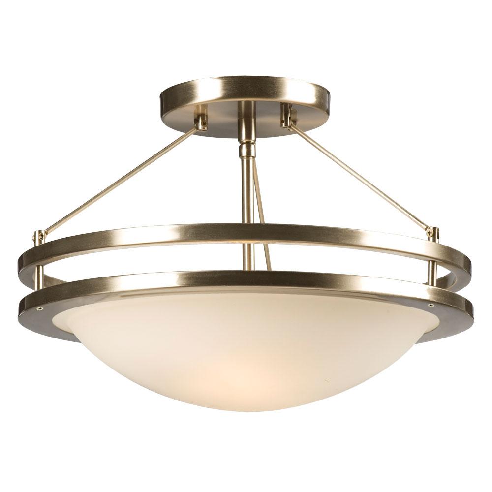 Semi-Flush Mount Ceiling Light - in Brushed Nickel finish with Frosted White Glass