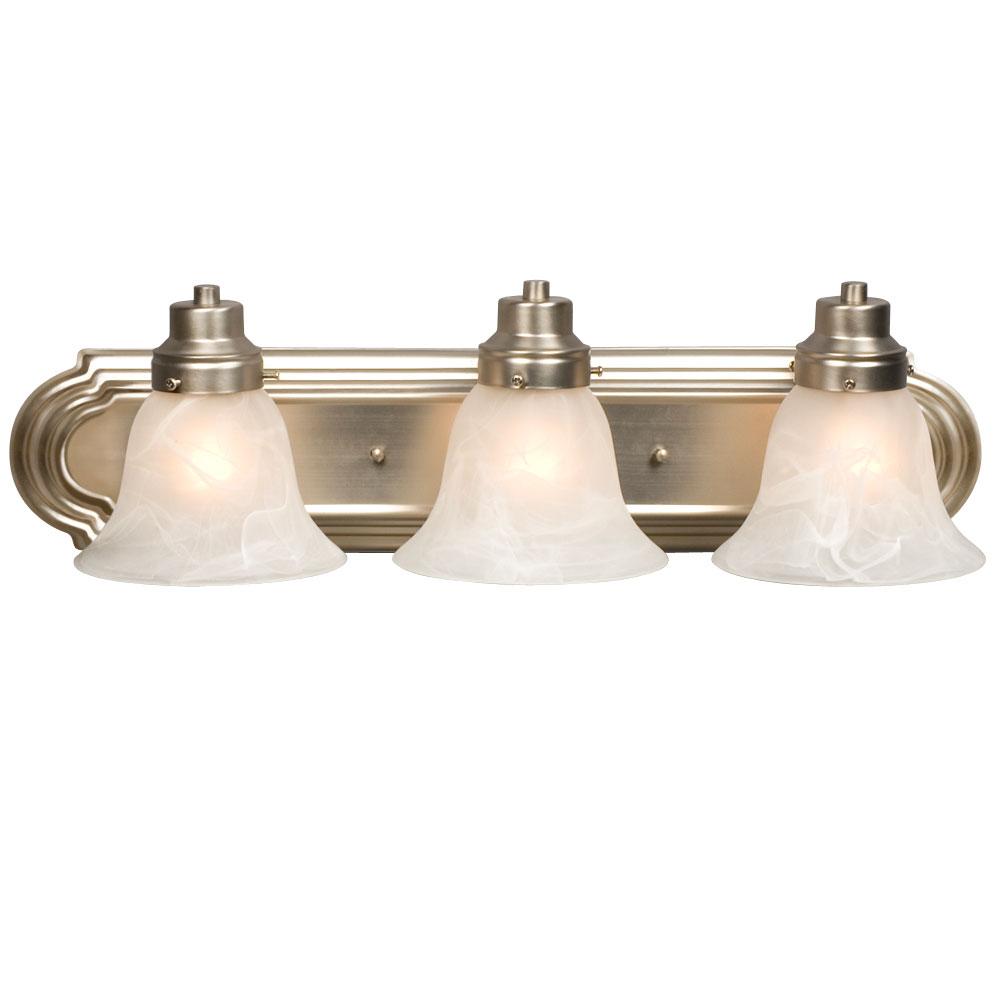 3-Light Bath & Vanity Light - in Brushed Nickel finish with Marbled Glass
