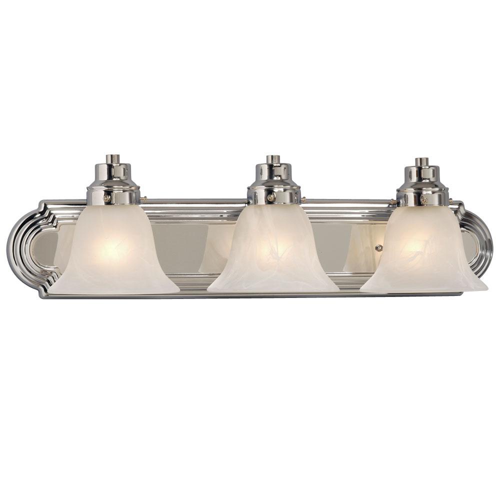 3-Light Bath & Vanity Light - in Polished Chrome finish with Marbled Glass