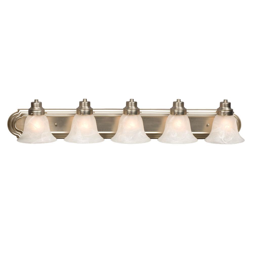 5-Light Bath & Vanity Light - in Brushed Nickel finish with Marbled Glass