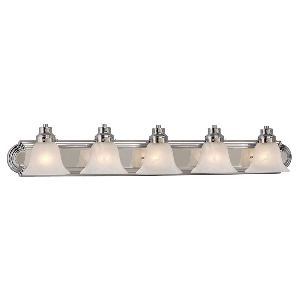 5-Light Bath & Vanity Light - in Polished Chrome finish with Marbled Glass