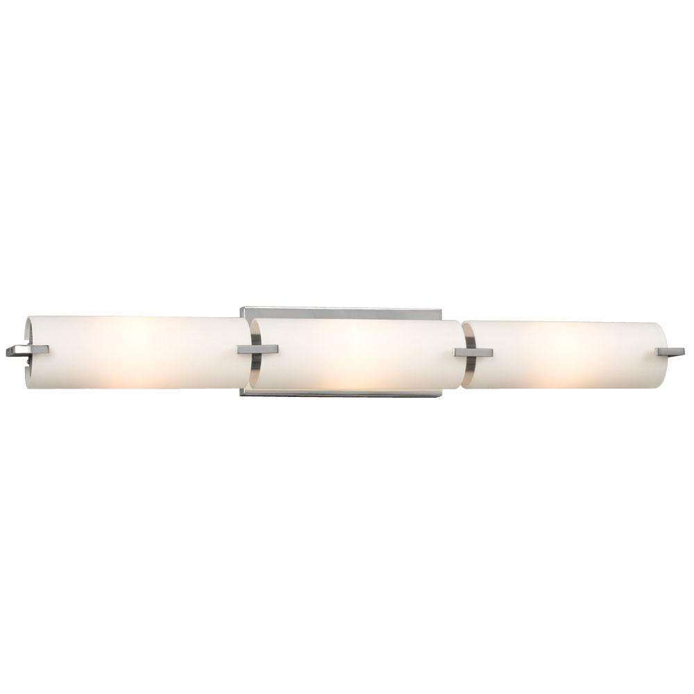 3-Light Bath & Vanity Light - in Polished Chrome finish with Satin White Glass
