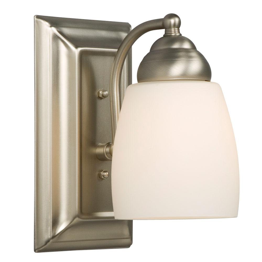 1-Light Bath & Vanity Light - in Brushed Nickel finish with Satin White Glass