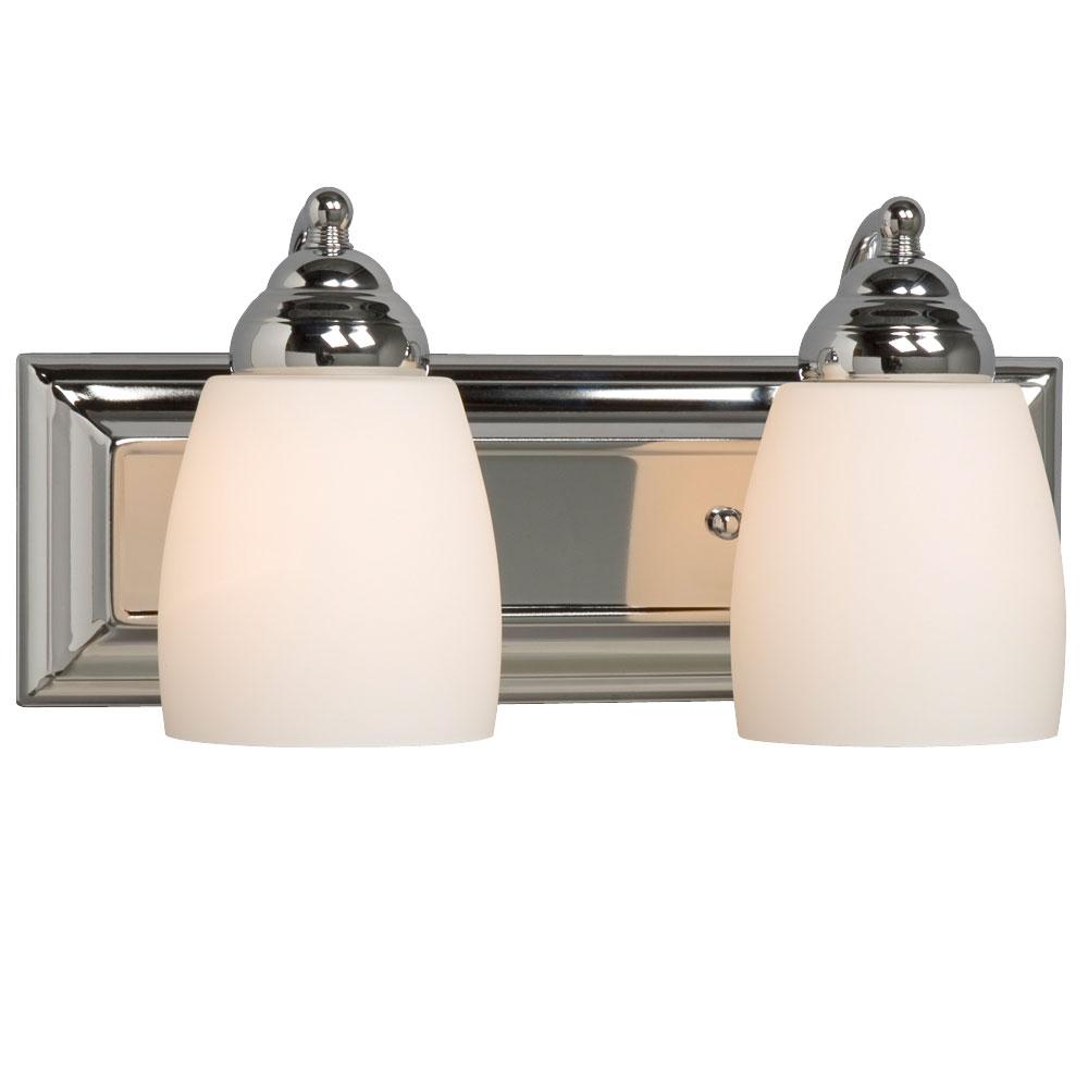2-Light Bath & Vanity Light - in Polished Chrome finish with Satin White Glass