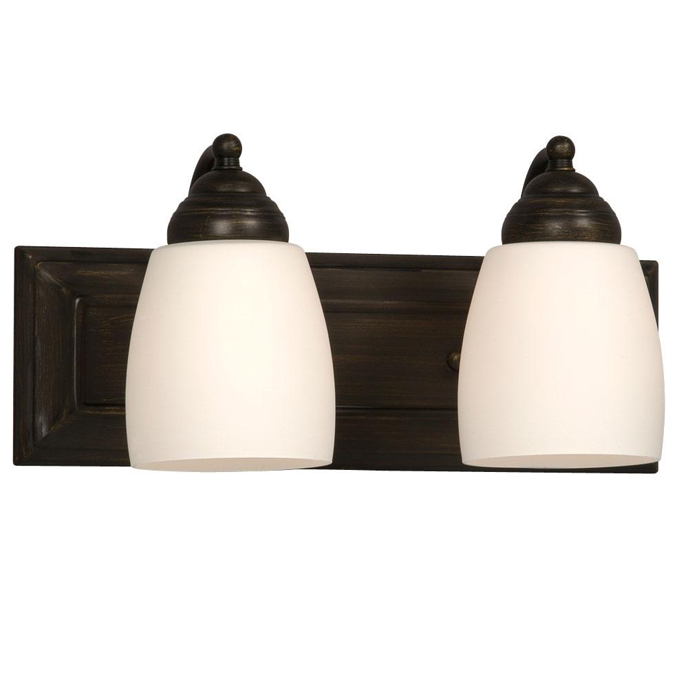 2-Light Bath & Vanity Light - in Oil Rubbed Bronze finish with Satin White Glass