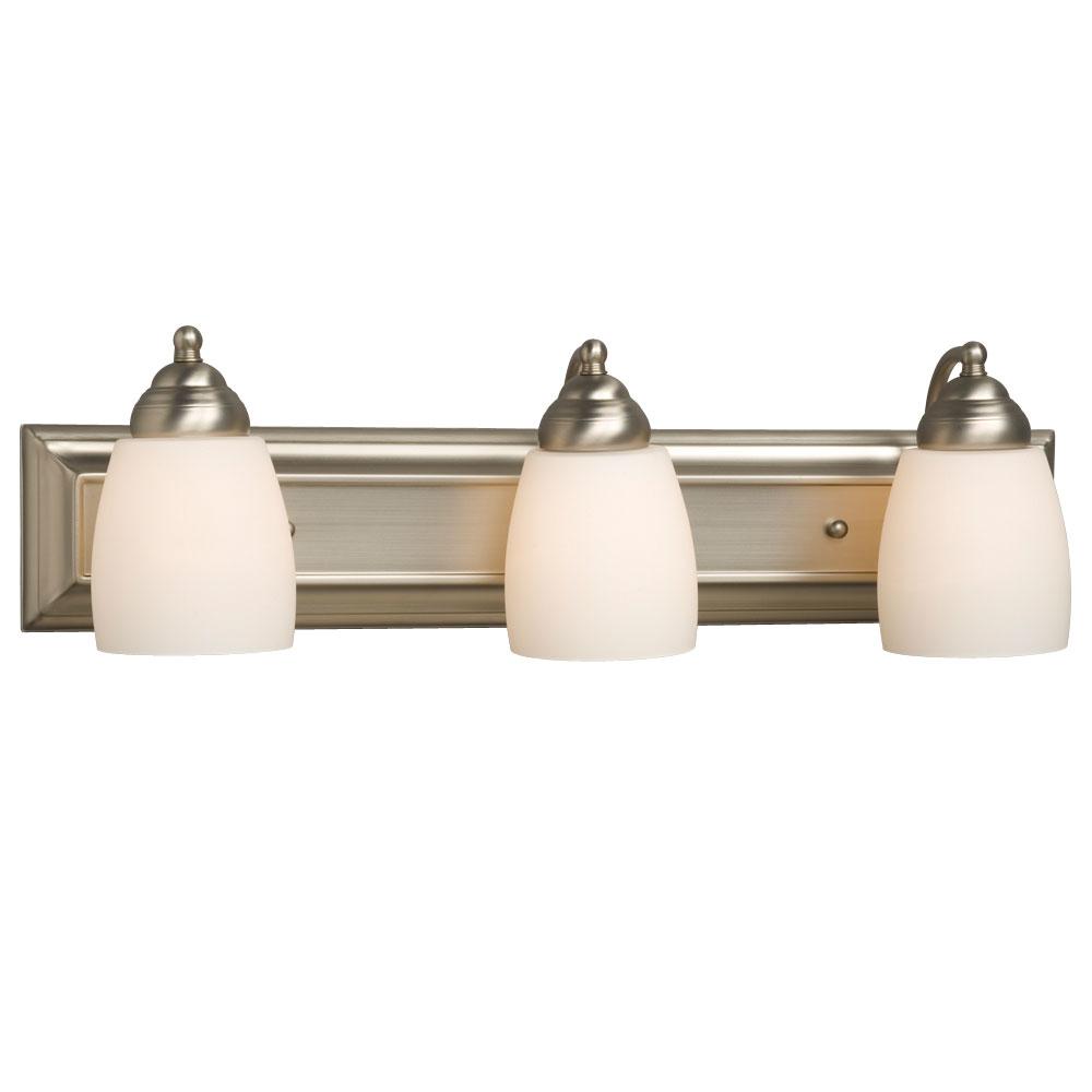3-Light Bath & Vanity Light - in Brushed Nickel finish with Satin White Glass