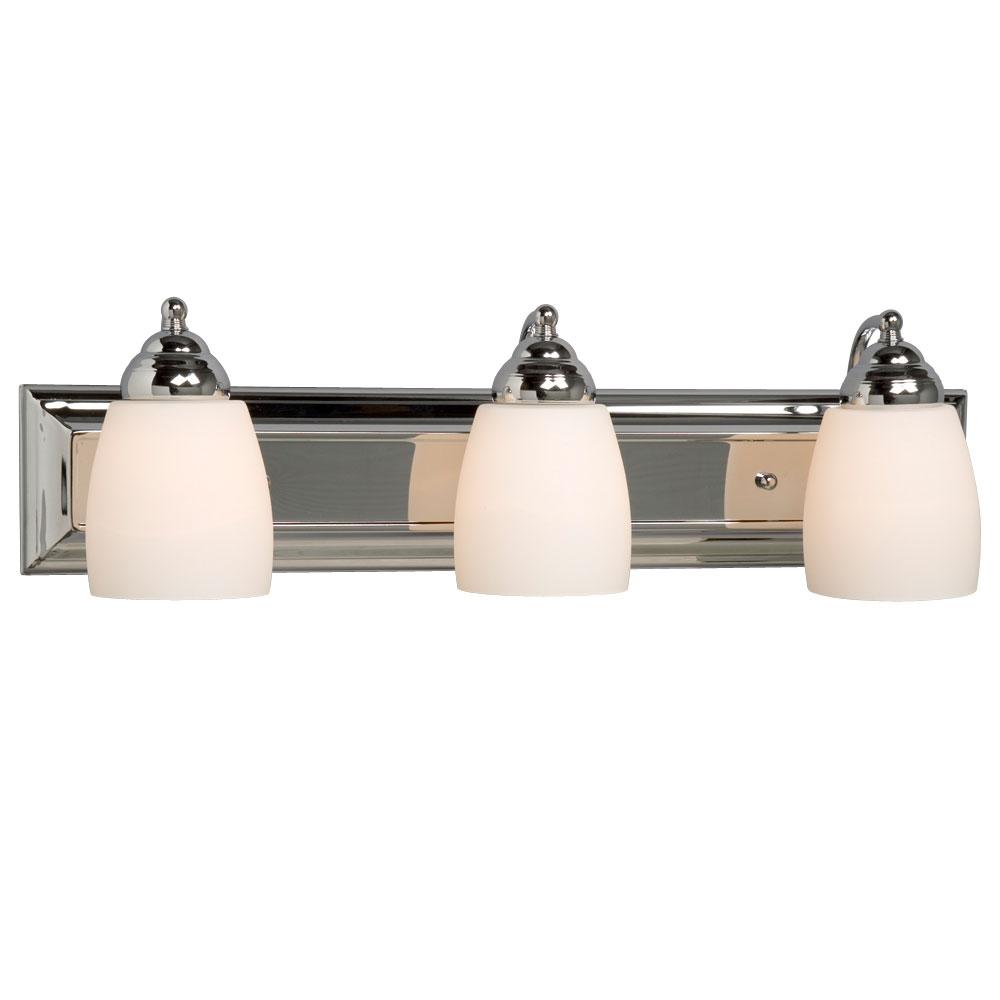 3-Light Bath & Vanity Light - in Polished Chrome finish with Satin White Glass
