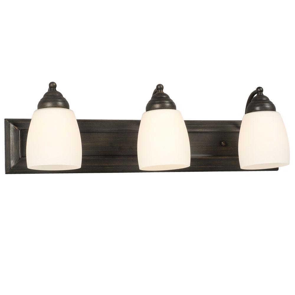 3-Light Bath & Vanity Light - in Oil Rubbed Bronze finish with Satin White Glass