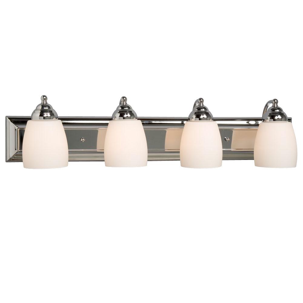4-Light Bath & Vanity Light - in Polished Chrome finish with Satin White Glass