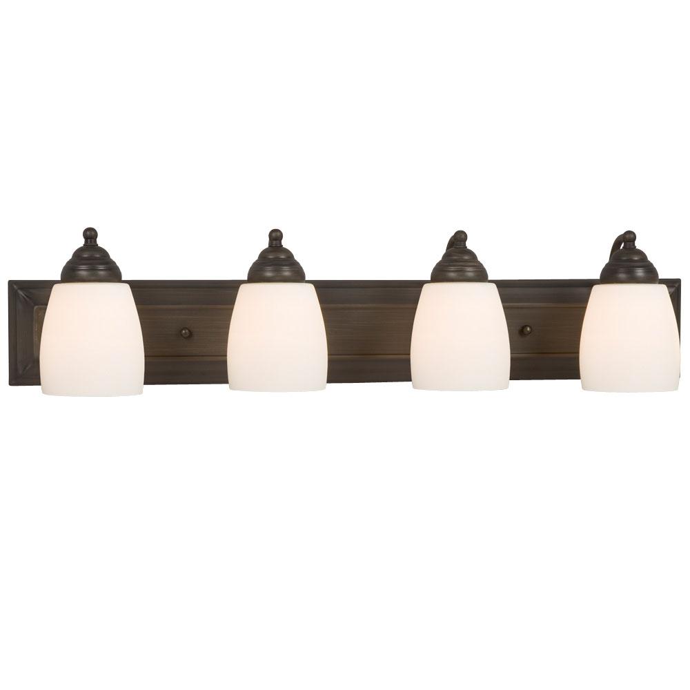 4-Light Bath & Vanity Light - in Oil Rubbed Bronze finish with Satin White Glass