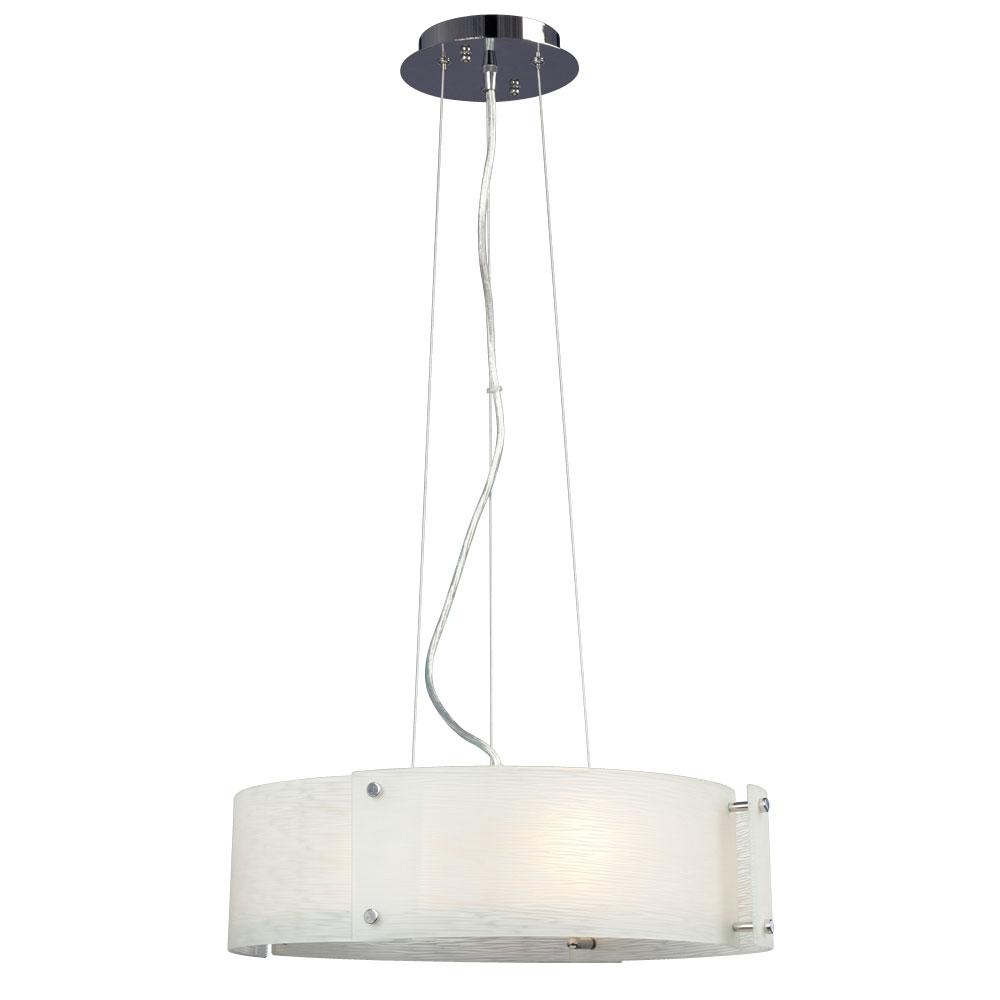 Pendant Light - in Polished Chrome finish with Frosted Textured Glass
