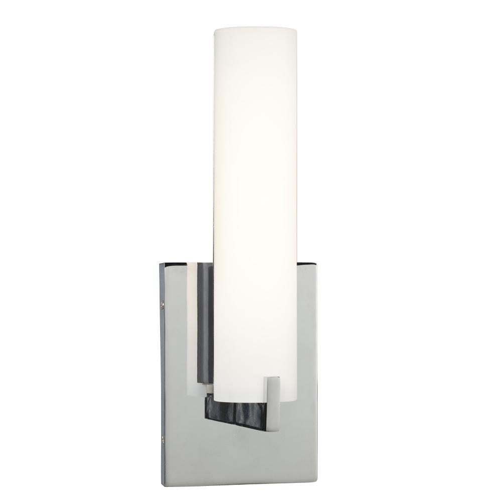 LED Wall / Vanity Light - in Polished Chrome finish with Satin White Glass (Dimmable, 3000K)