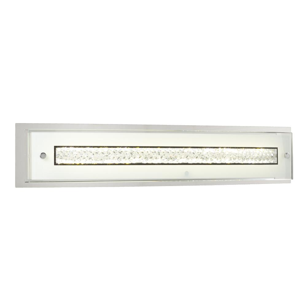 LED Bath & Vanity Light - in Polished Chrome finish - White Glass  with Clear Crystal Accents (non-d