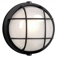 Galaxy Lighting 305011BK 126EB - Outdoor Cast Aluminum Marine Light with Guard - in Black finish with Frosted Glass (Wall or Ceiling