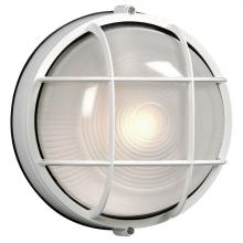 Galaxy Lighting 305011WH 2PL26E - Outdoor Cast Aluminum Marine Light with Guard - in White finish with Frosted Glass (Wall or Ceiling