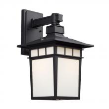 Galaxy Lighting 321970BK - Outdoor Wall Mount Lantern - in Black finish with White Art Glass