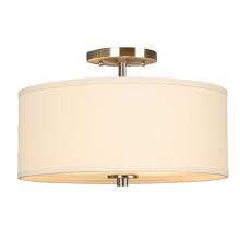 Galaxy Lighting L613048BN024A1 - LED Semi-Flush Mount Ceiling Light -  in Brushed Nickel finish with Off-White Linen Shade