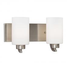 Galaxy Lighting 718732BN - 2-Light Vanity in Brushed Nickel with Satin White Glass