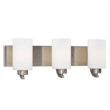 Galaxy Lighting 718733BN - 3-Light Vanity in Brushed Nickel with Satin White Glass