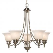 Galaxy Lighting 800805BN/MB - Five Light Chandelier - Brushed Nickel w/ White Marbled Glass