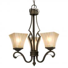 Galaxy Lighting 810441ORBG - Three Light Chandelier - Oil Rubbed Bronze / Gold with Beige Frosted Etched Glass