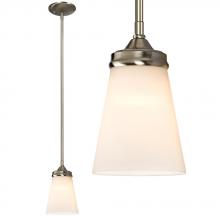 Galaxy Lighting 910754BN - Mini Pendant w/6",12",18" Extension Rods - Brushed Nickel with White Glass