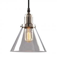 Galaxy Lighting 917880BN - 1-Light Vintage Mini-Pendant in Brushed Nickel with Clear Glass Shade w/ 6ft wire