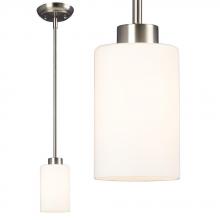Galaxy Lighting 918734BN - Mini-Pendant in Brushed Nickel with Satin White Glass (w 6",12" & 18" Extension Rods)