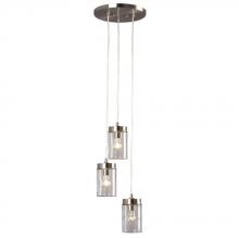 Galaxy Lighting 919855BN - 3-Light Multi-Light Pendant  - in Brushed Nickel finish with Clear Glass Shade