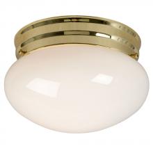 Galaxy Lighting ES810208PB - Utility Flush Mount Ceiling Light - in Polished Brass finish with White Glass