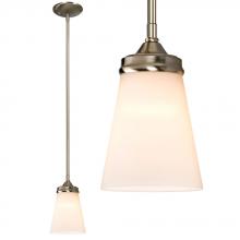 Galaxy Lighting ES910754BN - Mini Pendant - in Brushed Nickel finish with White Glass, includes 6", 12" & 18" Extensi