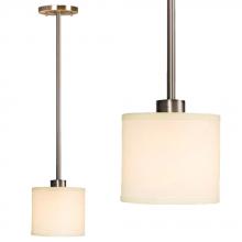 Galaxy Lighting ES913044BN - Mini Pendant - in Brushed Nickel finish with Off-White Linen Shade, includes 6", 12" & 18