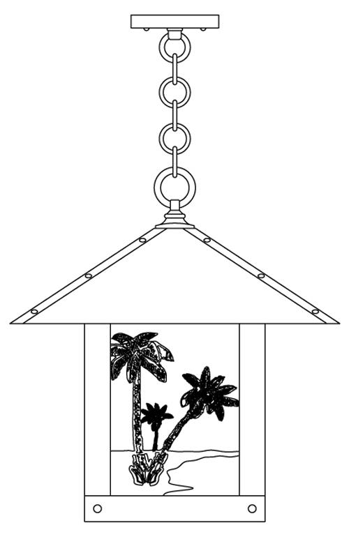 16" timber ridge pendant with palm tree  filigree