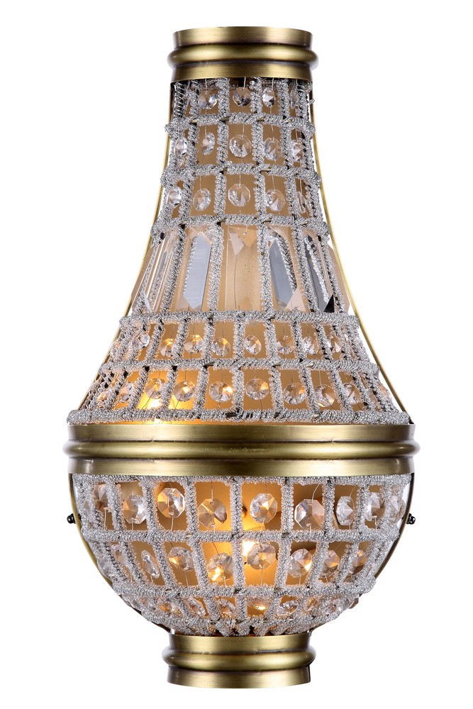 Stella 2 light French Gold Wall Sconce Clear Royal Cut Crystal