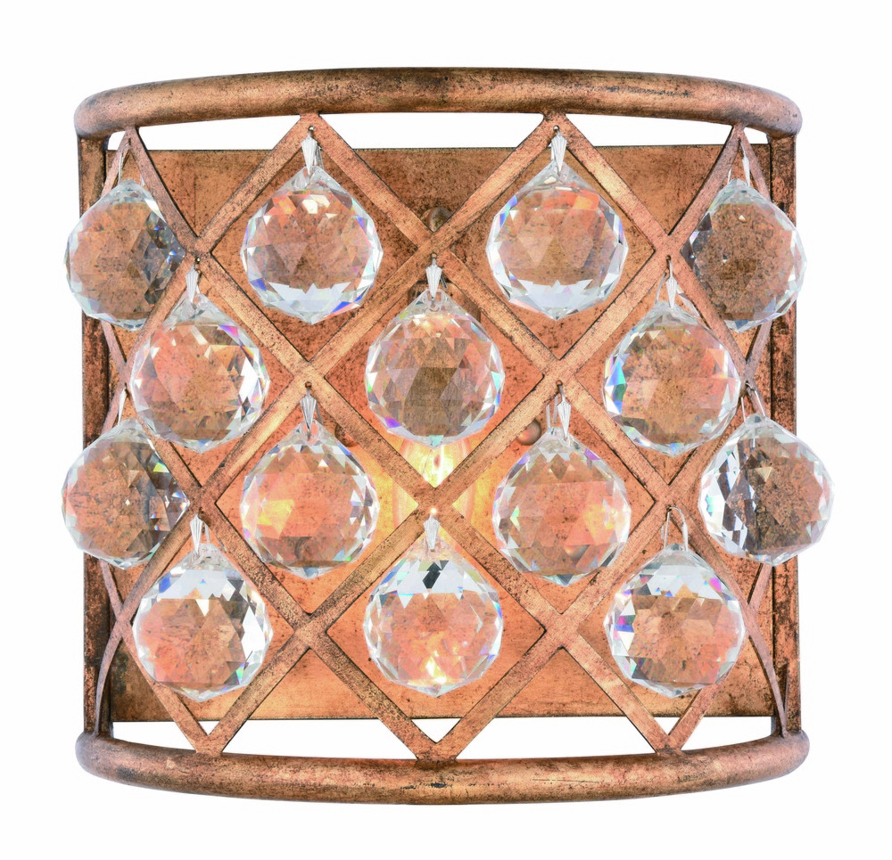 Madison 1 light Golden Iron Wall Sconce Clear Royal Cut Crystal
