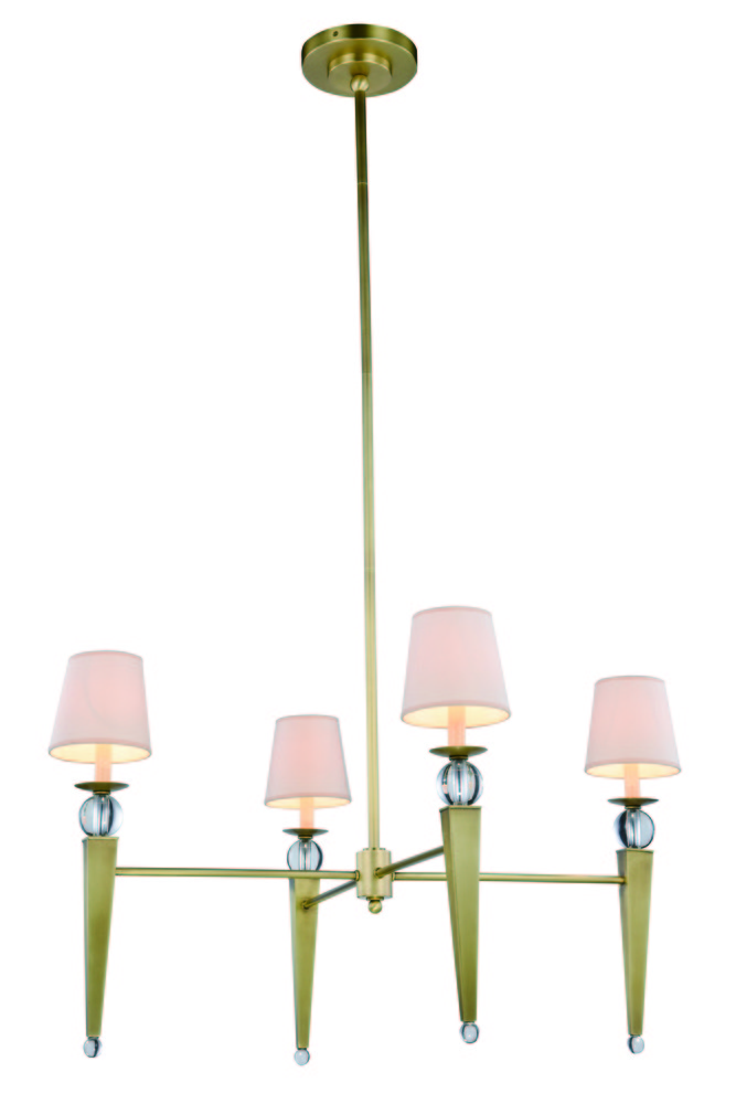 Olympia Collection Chandelier D:36 H:59 Lt:4 Burnished Brass Finish Royal Cut Clear C