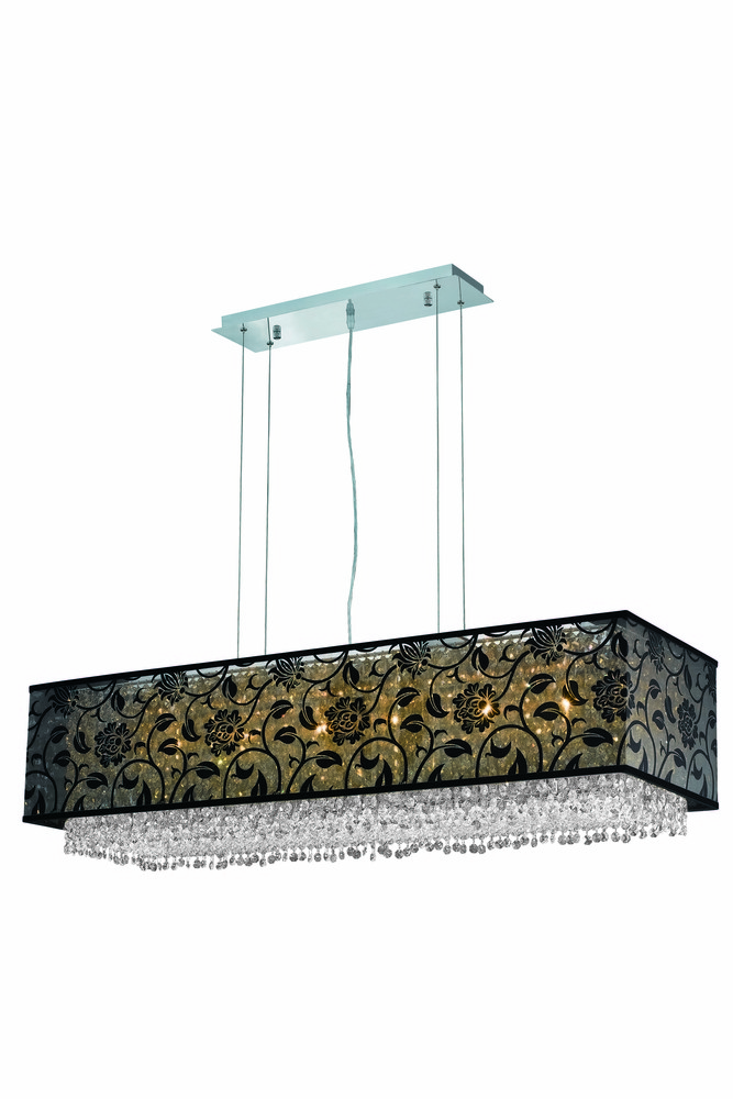 1591 Moda Collection Hanging Fixture w/ SH-1O41B Black Fabric Shade L41in W13in H11in Lt:6  Chrome F