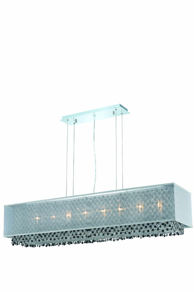 1691 Moda Collection Hanging Fixture w/ Silver Fabric Shade L48.5in W12.5in H11in Lt:8 Chrome Finish
