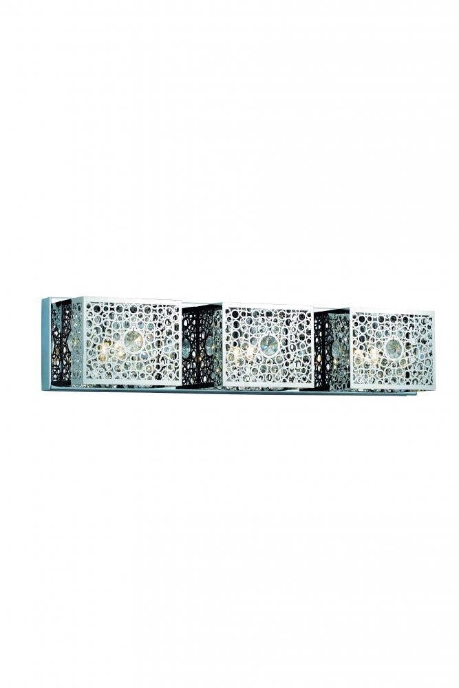 Soho Collection Wall Sconce L24in H5in Ext.4 Lt:3 Chrome Finish (Royal Cut Crystals)