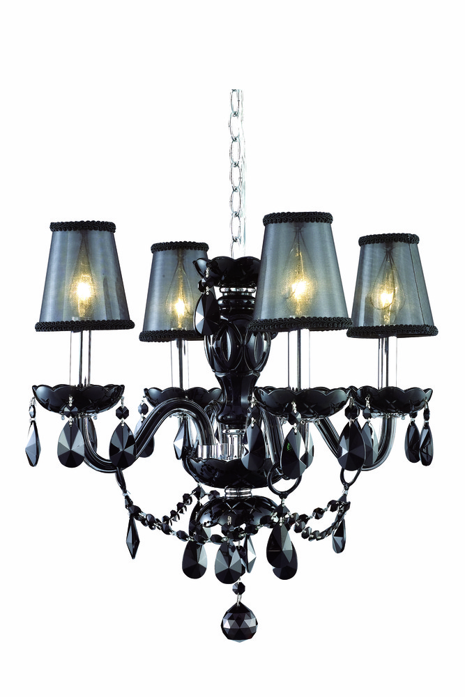 7834 Princeton Collection Hanging Fixture D17in H18in Lt:4 Black Finish (Royal Cut Crystal Jet Black