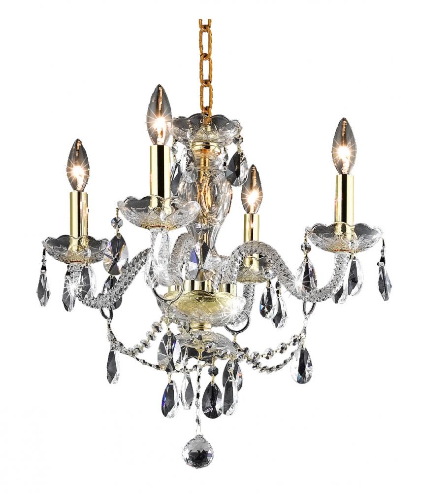 7834 Princeton Collection Hanging Fixture D17in H18in Lt:4 Gold Finish (Royal Cut Crystal Clear)