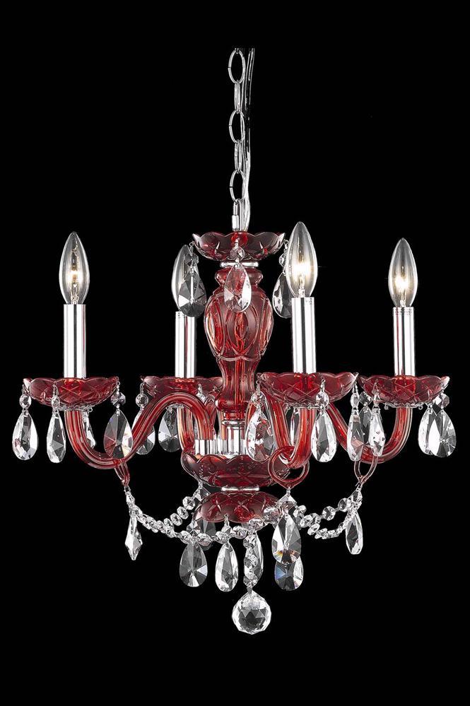7834 Princeton Collection Hanging Fixture D17in H18in Lt:4 Red Finish (Royal Cut Crystal Clear)