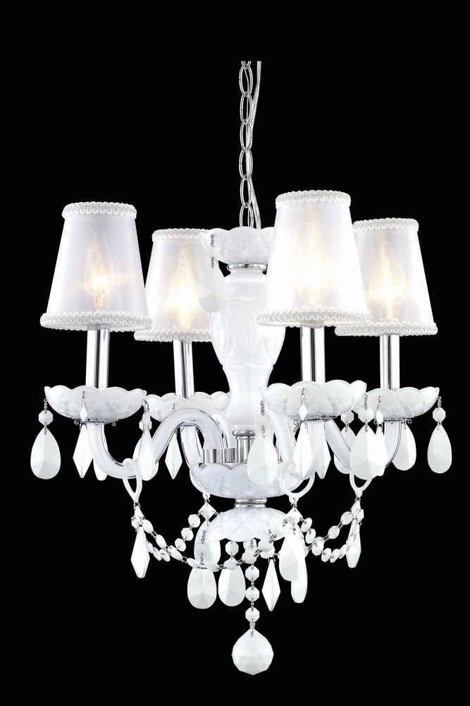 7834 Princeton Collection Hanging Fixture D17in H18in Lt:4 White Finish (Royal Cut Crystal White)