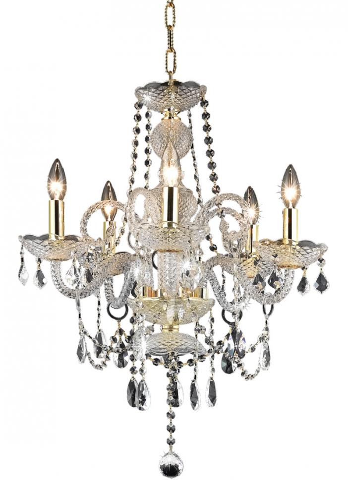 7835 Princeton Collection Hanging Fixture D20in H22in Lt:5 Gold Finish (Royal Cut Crystal Clear)