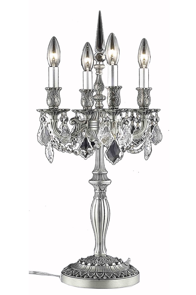 Rosalia 4 light Pewter Table Lamp Clear Royal Cut Crystal