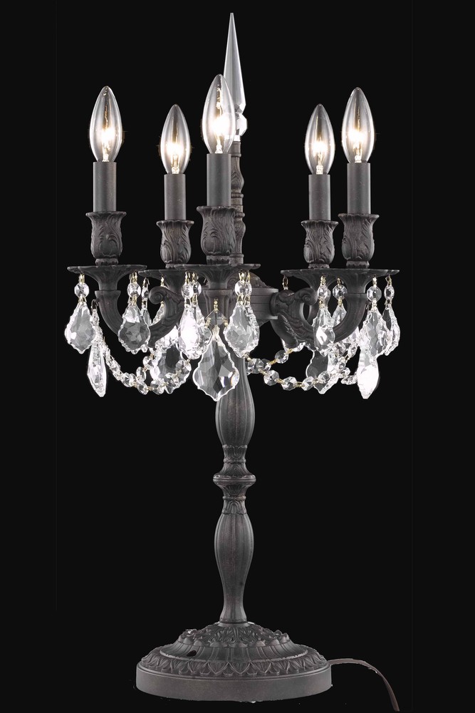 Rosalia 5 light Dark Bronze Table Lamp Clear Royal Cut Crystal