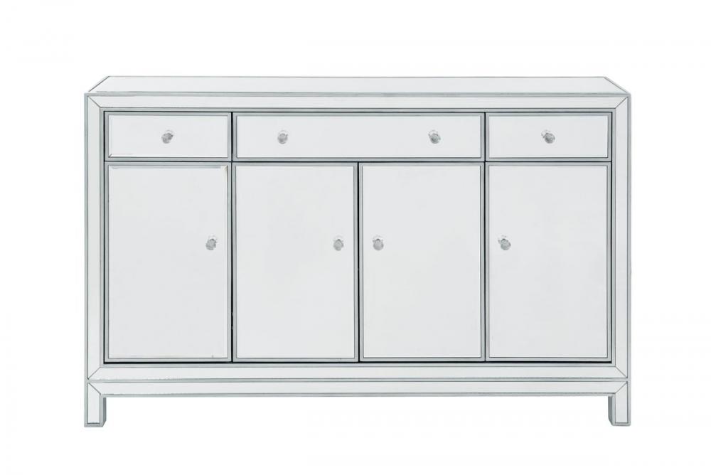 Buffet Cabinet 3 Drawers 4 Doors 56in. Wx13in. Dx36in. H in Antique Silver Paint